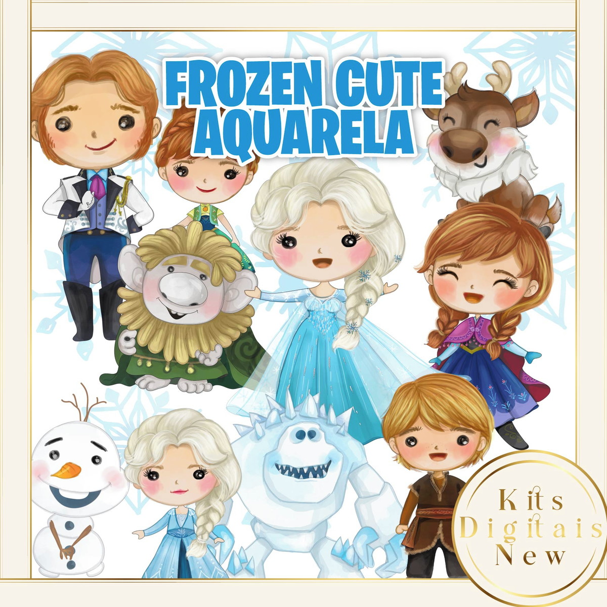 Frozen Aquarela Kit Digital
