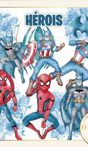 Heróis Homem Aranha Batman Aquarela Kit Digital