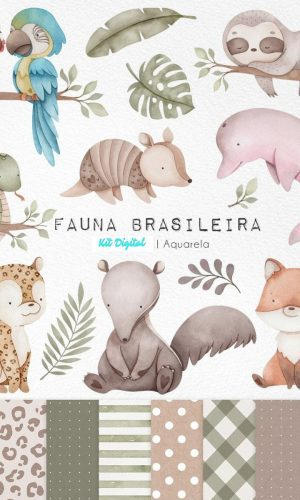 Kit Arquivo Digital Aquarela Fauna Brasileira