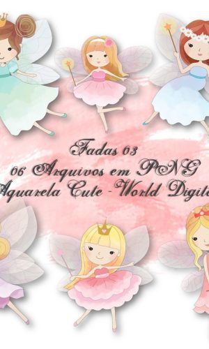 Kit Arquivo Digital em PNG Aquarela Cute Fadas 03