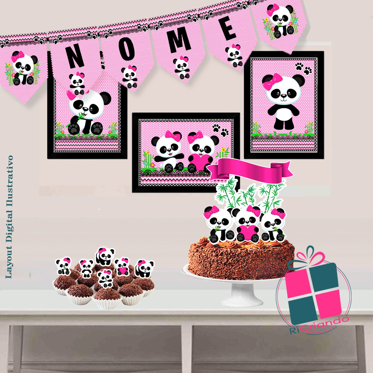 Kit Bolinho Ursinha Panda .- Arquivo Digital