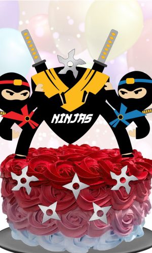 Kit com 5 arquivos de corte 02-NINJA TOPO DE BOLO EM CAMADAS