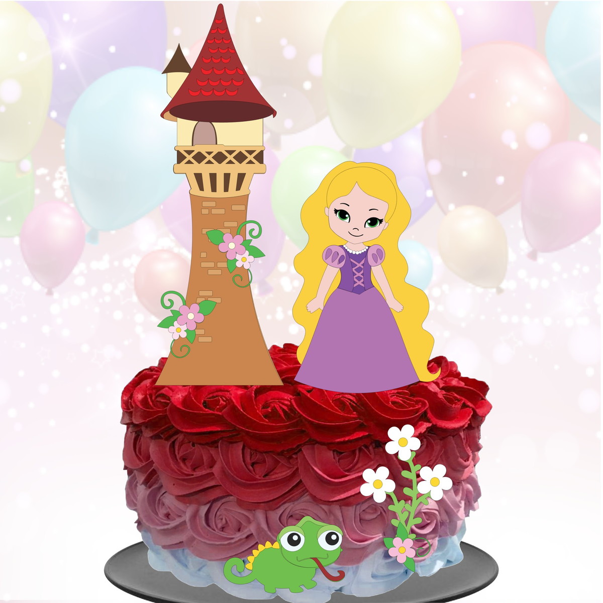 Kit com 5 arquivos de corte 06-RAPUNZEL TOPO DE BOLO CAMADAS