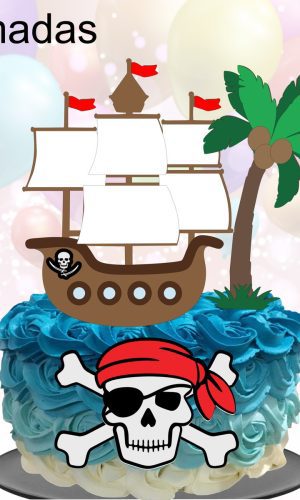 Kit com 5 arquivos de corte 06-PIRATAS TOPO DE BOLO CAMADAS