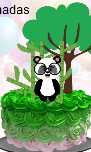 Kit com 5 arquivos de corte 10-PANDA TOPO DE BOLO EM CAMADAS