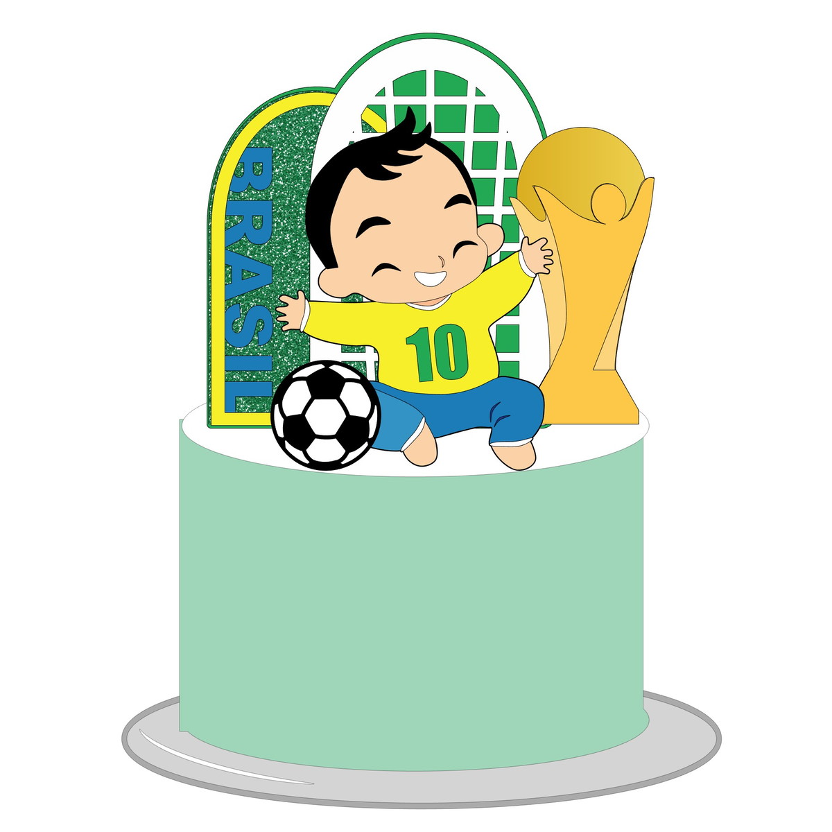 Kit com 5 Arquivos de Corte: 14 - Futebol Topo de Bolo