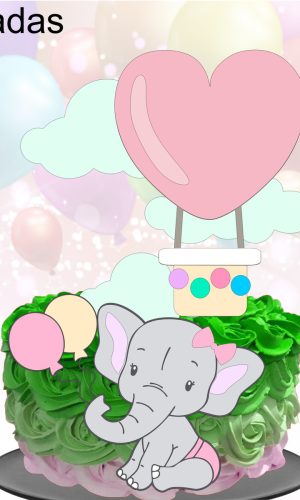 Kit com 5 arquivos de corte 18-ELEFANTE TOPO DE BOLO CAMADAS