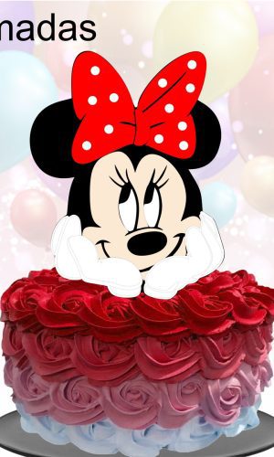 Kit com 5 arquivos de corte 24-MINNIE TOPO DE BOLO CAMADAS