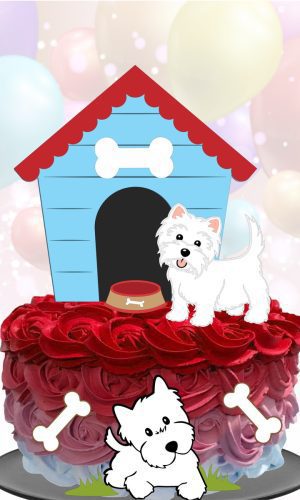 Kit com 5 arquivos de corte 27-CACHORRO TOPO DE BOLO CAMADAS