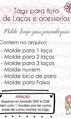 Kit Digital - 15 Moldes de Tags para Laços e Acessorios
