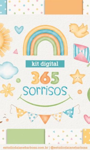 Kit Digital 365 Sorrisos - Cliparts Aquarela