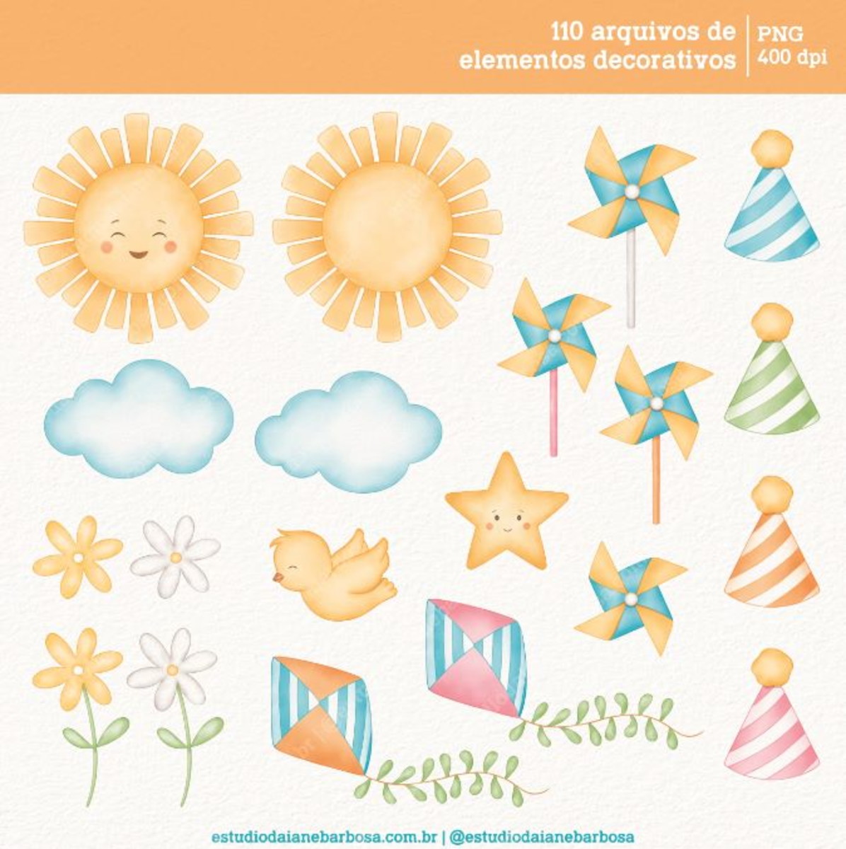 Kit Digital 365 Sorrisos - Cliparts Aquarela - Imagem 3