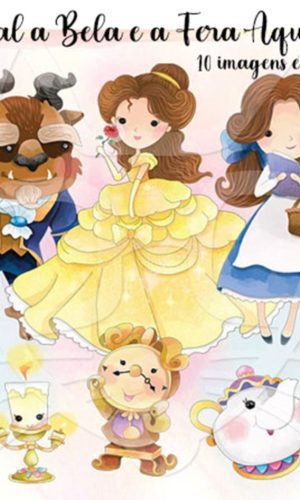 Kit Digital a Bela e a Fera Aquarela cut #848