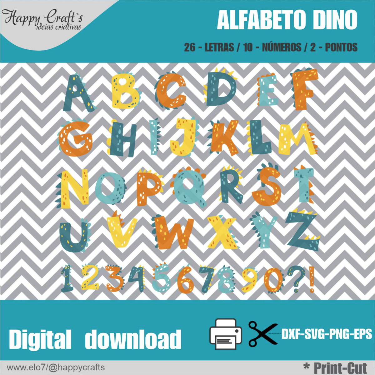 Kit Digital Alfabeto Dino