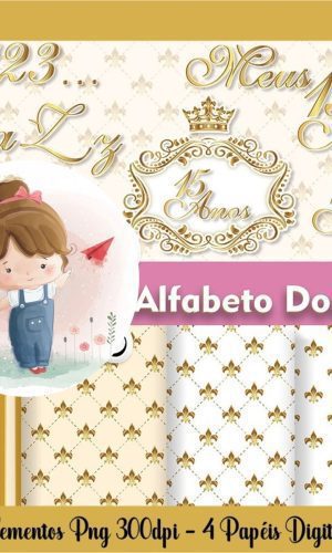 Kit Digital - Alfabeto Dourado