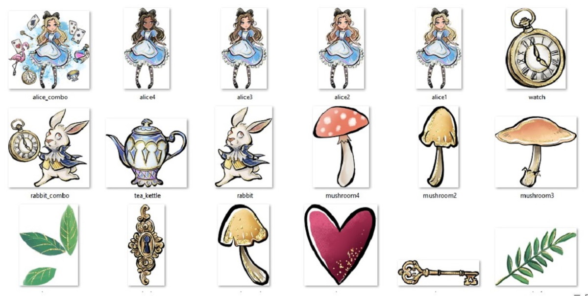Kit Digital Alice no País das Maravilhas Aquarela - Imagem 3