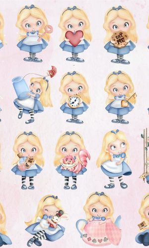 Kit Digital Alice no País das Maravilhas Aquarela Png