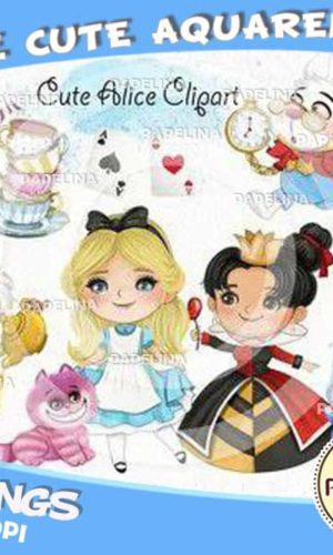 Kit Digital Alice no País das Maravilhas Aquarela
