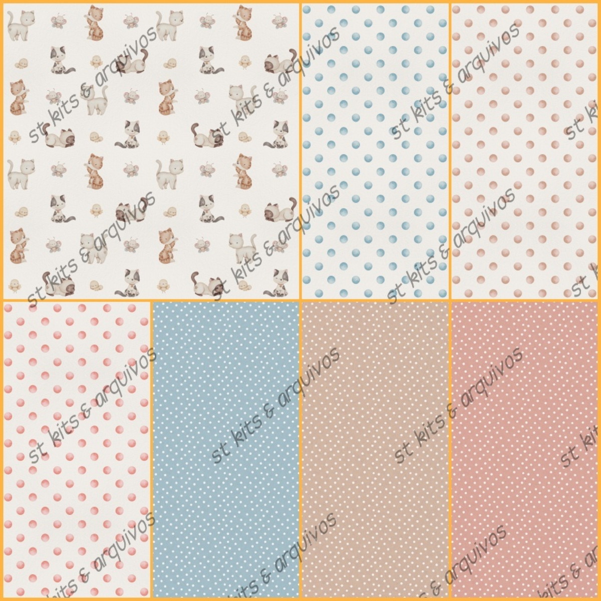 Kit Digital Amo Gatinhos em Aquarelas + Printables - Imagem 2