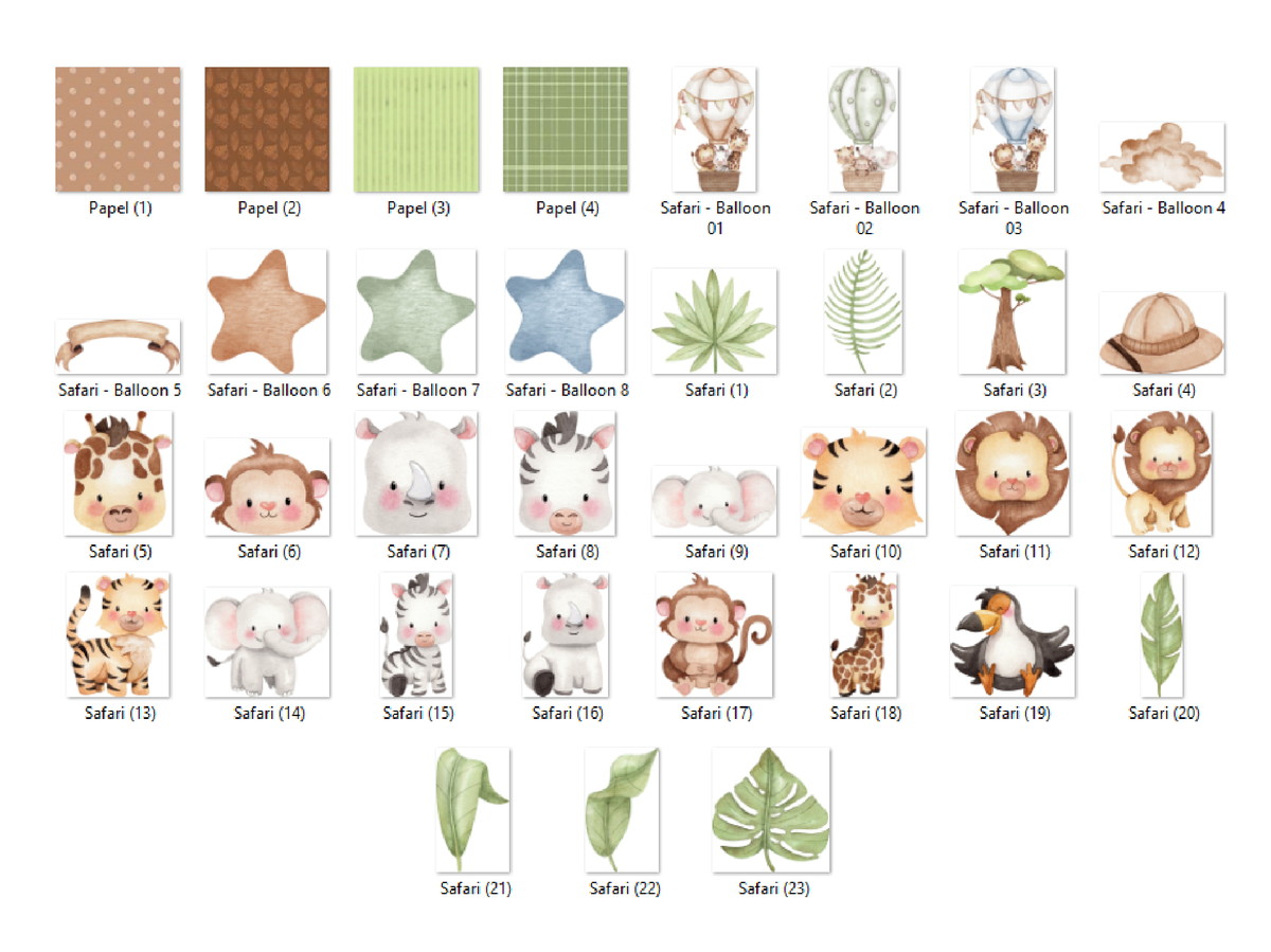 Kit Digital - Animais Balões Aquarela 07 - Imagem 2