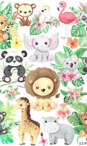 Kit Digital Animais Aquarela