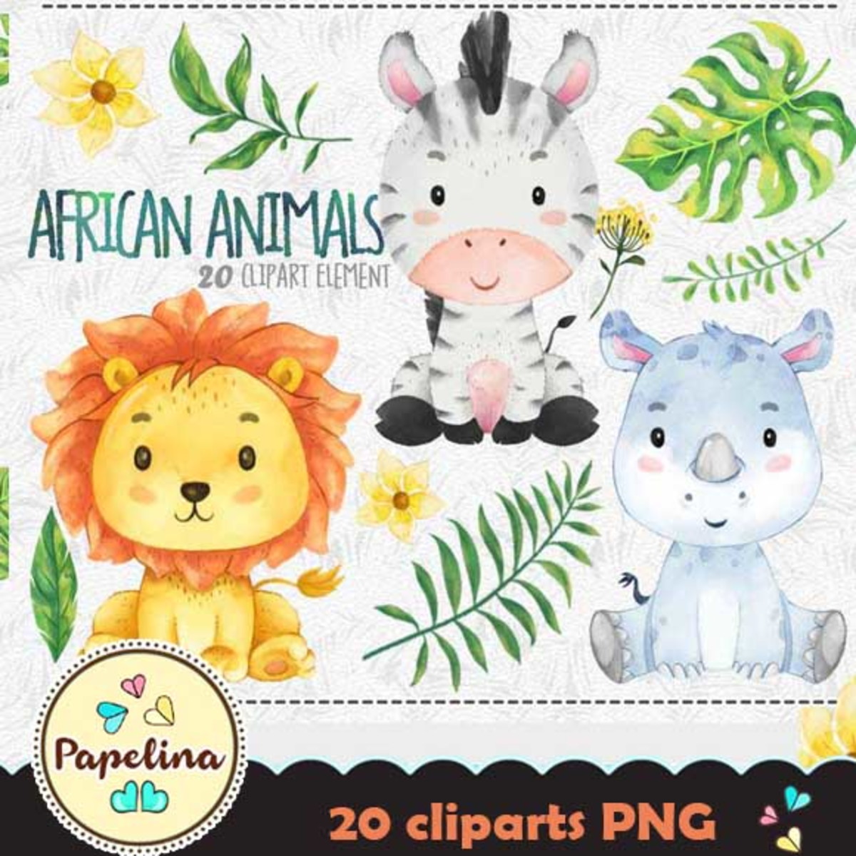 Kit Digital Animais aquarela - Imagem 2