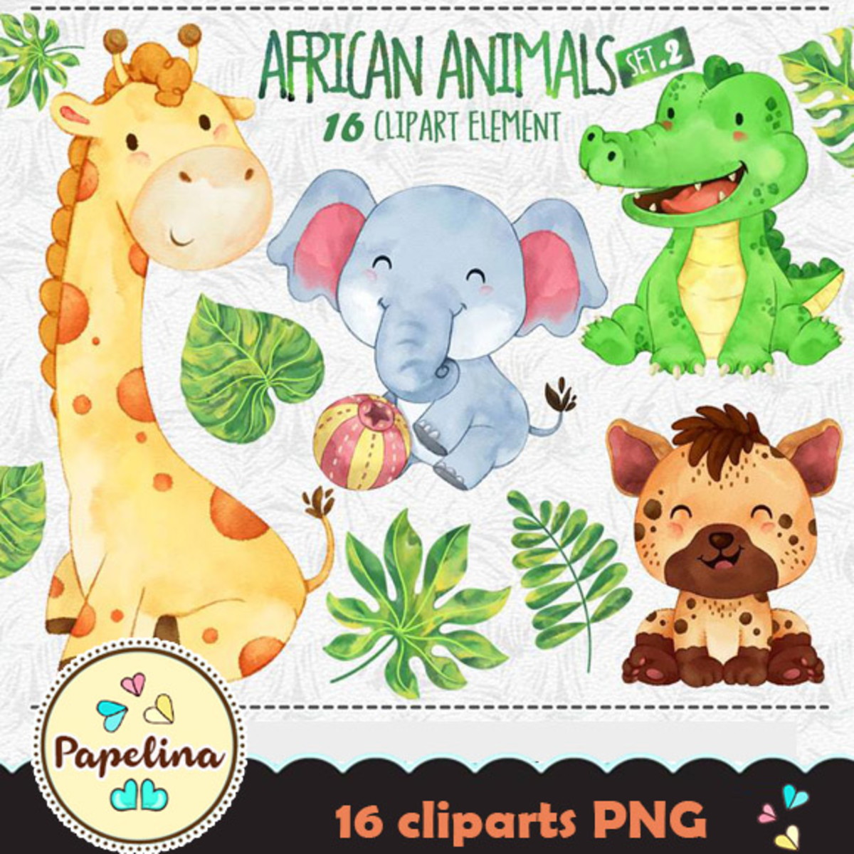Kit Digital Animais aquarela