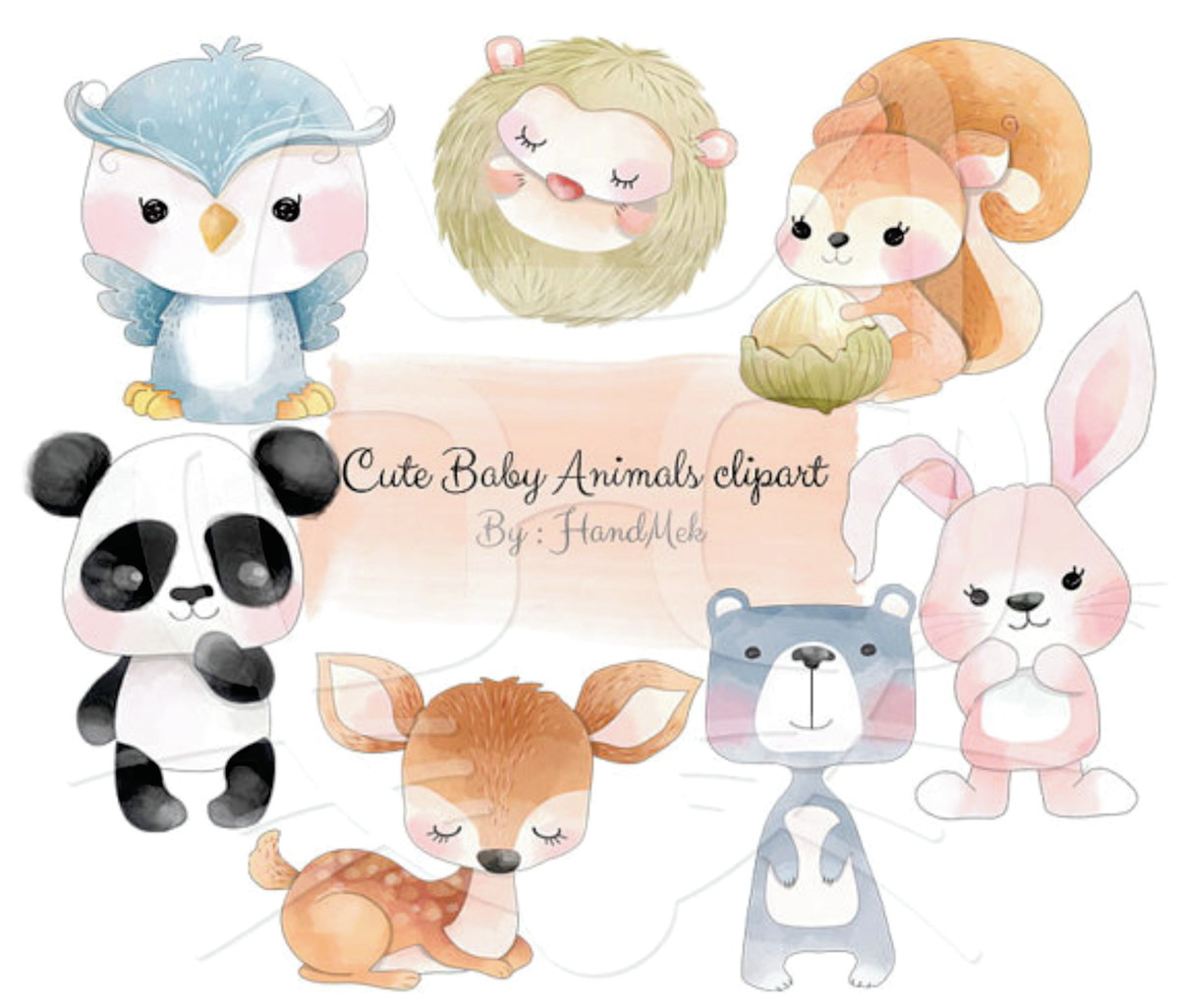 Kit digital animais aquarelado