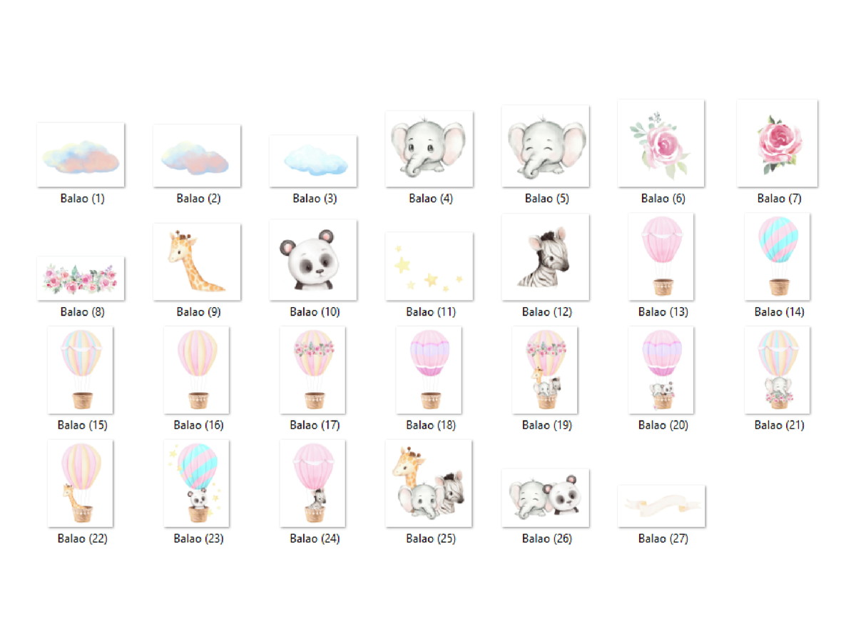 Kit Digital - Animais Balões Aquarela 06 - Imagem 2