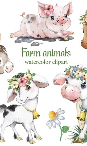 Kit Digital Animais Da Fazenda Aquarela 22 Png - Cód.24