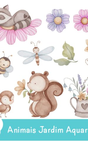 Kit Digital - Animais Jardim Aquarela