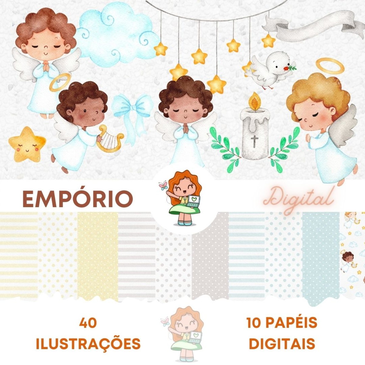 Kit Digital Anjinhos Aquarela