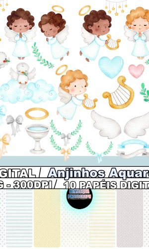 Kit Digital Anjinhos Aquarela