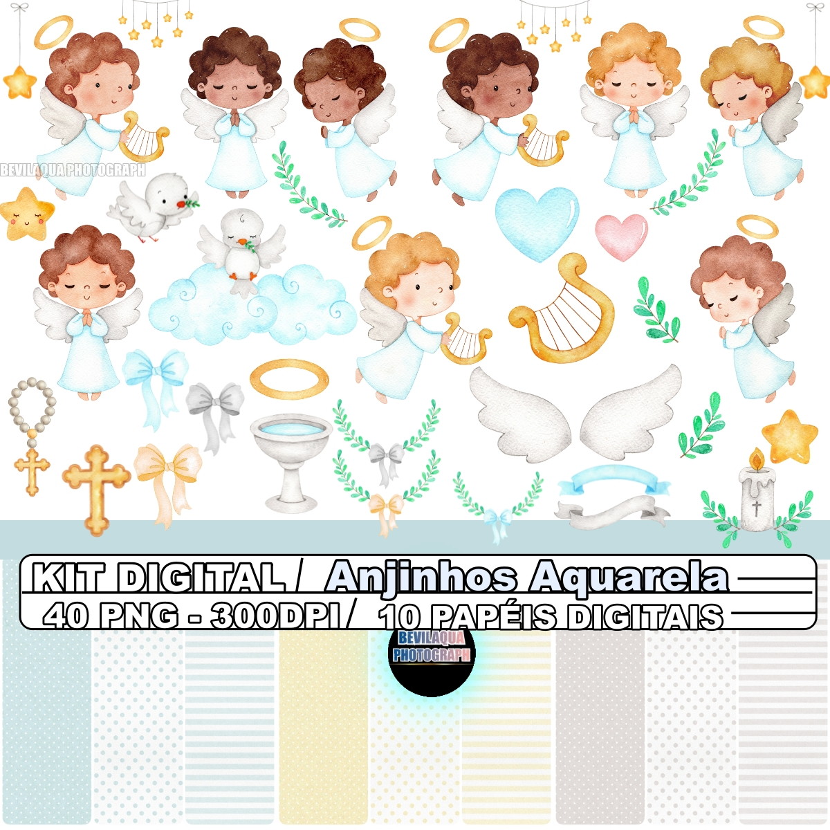 Kit Digital Anjinhos Aquarela