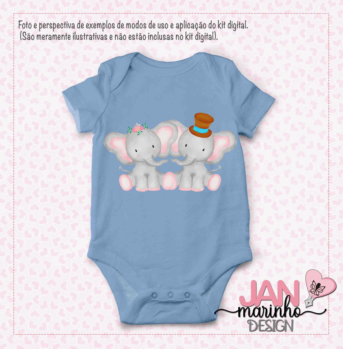 Kit Digital Estilo Aquarela Elefantes - Imagem 5