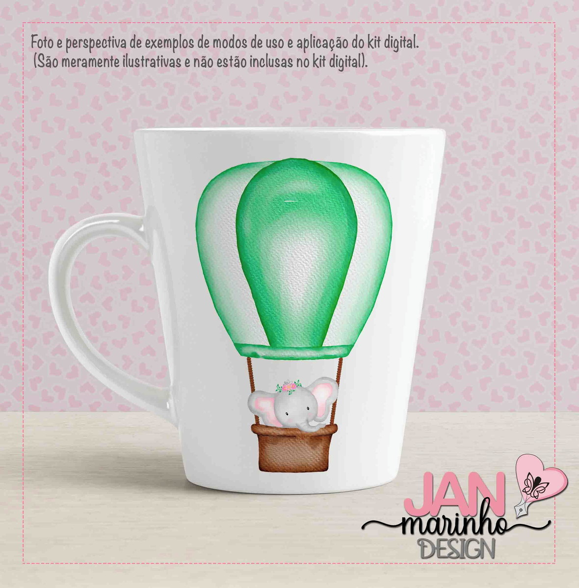 Kit Digital Estilo Aquarela Elefantes