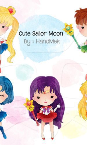 Kit digital aquarelado anime Sailor Moon