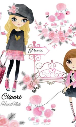 Kit digital aquarelado fashion