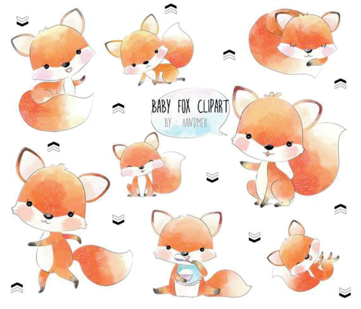 Kit digital aquarelado raposinha