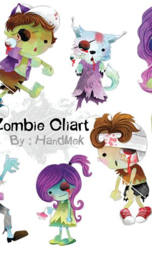 Kit digital aquarelado Zombie