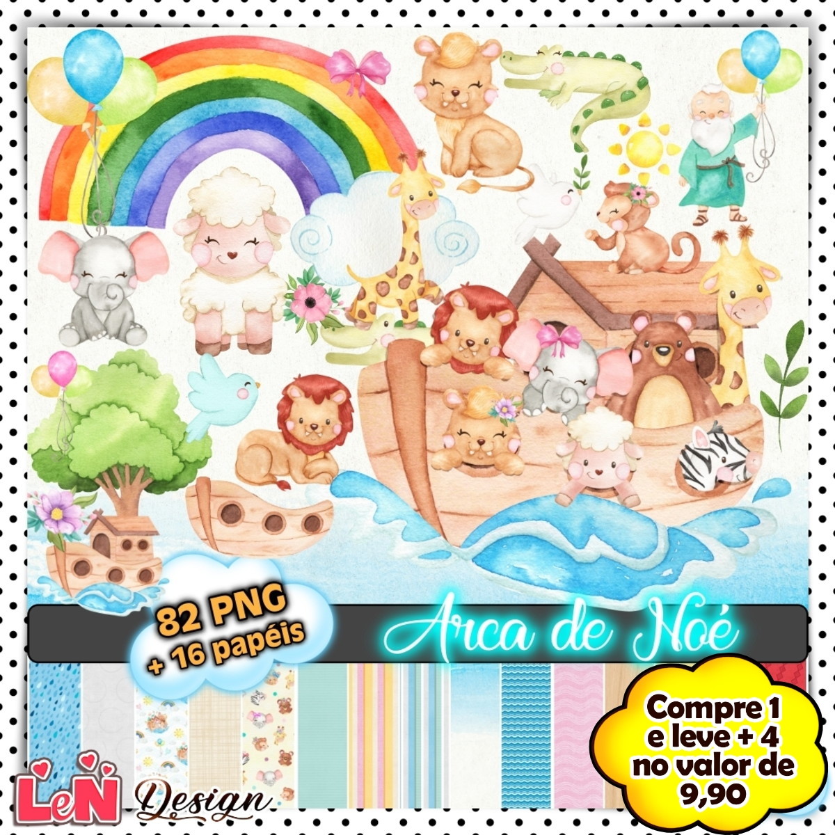 Kit Digital Arca de Noé Aquarela