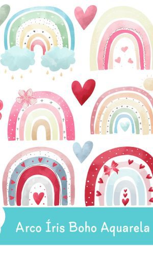 Kit Digital - Arco Íris Boho Aquarela 02