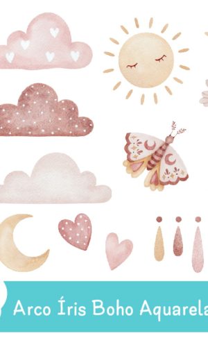Kit Digital - Arco Íris Boho Aquarela 01