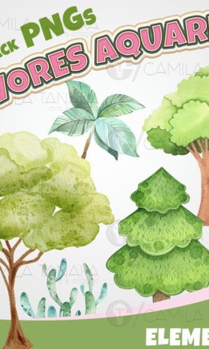 Kit Digital Arvores Aquarela 3 (pague 1 Leve 3)
