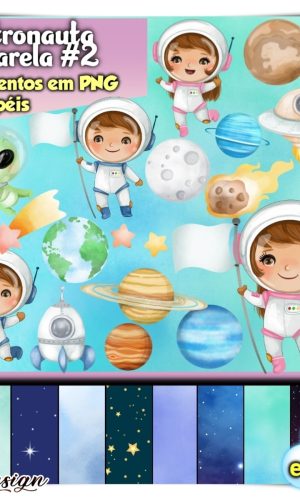 Kit Digital Astronauta Aquarela #2