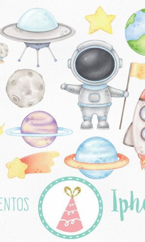 Kit Digital - Astronauta Aquarela (pague 1 e Leve 3)