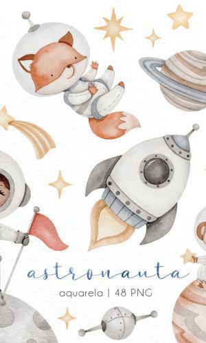 Kit Digital Astronauta Aquarela