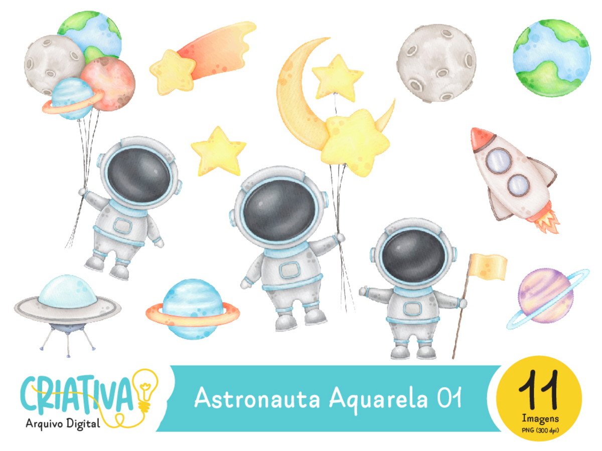 Kit Digital - Astronauta Aquarela 01