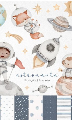 Kit Digital Astronauta Aquarela