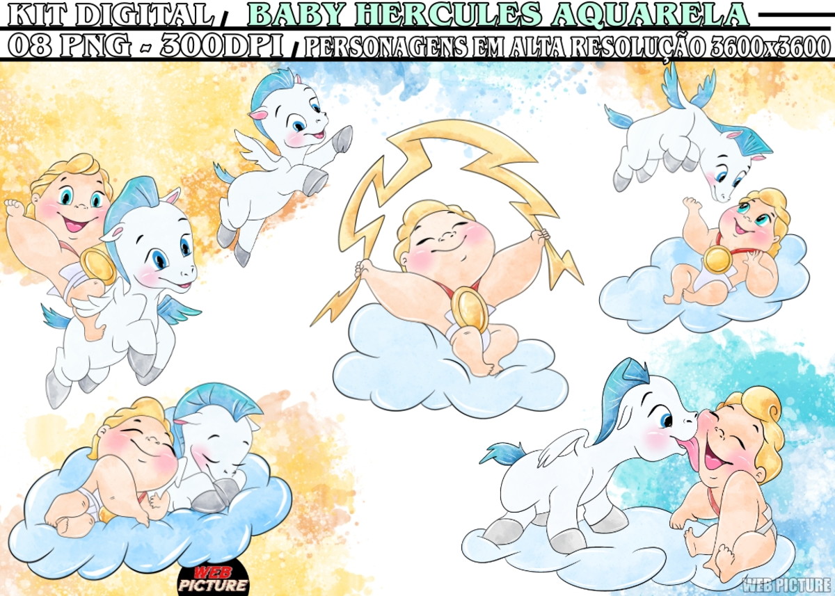 Kit Digital Baby Hercules Aquarela